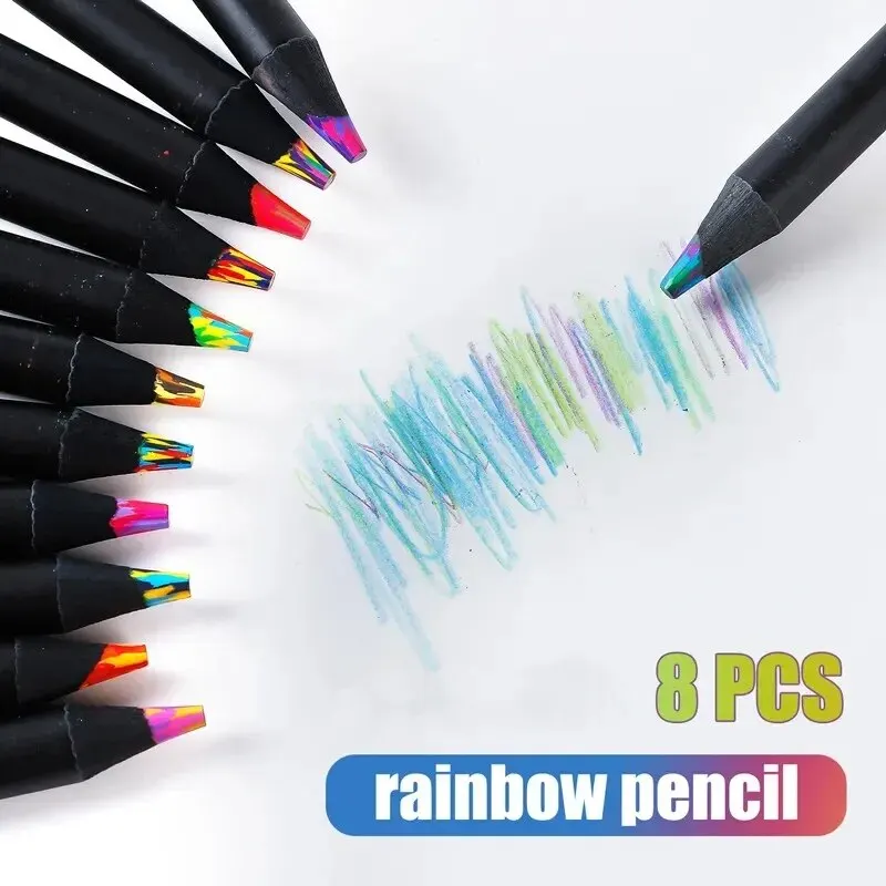 8pcs Crayon Color Pencil Set 7 in 1 Rainbow Pencils for Kids Gifts Wood Multi Colored Pencil for Drawing Pencil School Supplies