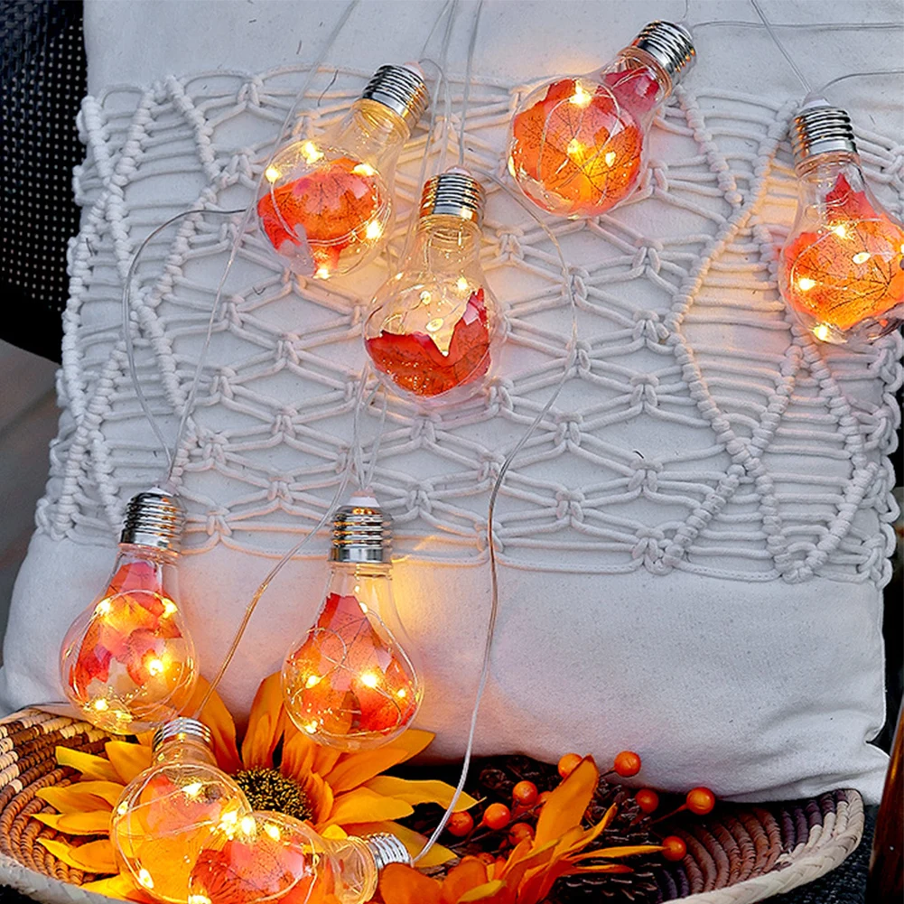 Hada 10 bombillas Led lámpara impermeable blanco cálido Festival Halloween Hojas de arce decoración de Acción de Gracias cadena de luces habitación otoño hogar