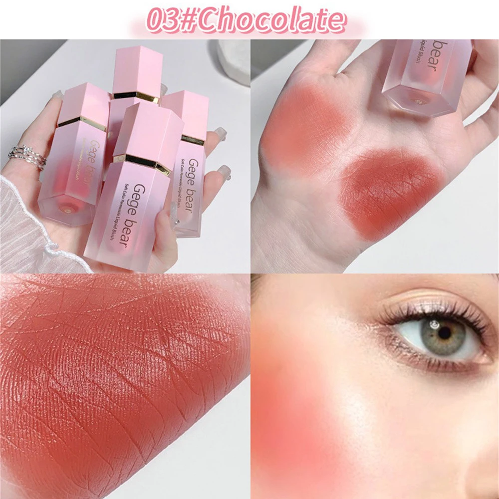 Floccaggio testa di cotone floccaggio fard liquido sei colori disponibili 7g Matte Rouge Face Makeup Blush Stick Water Drop Brush Head