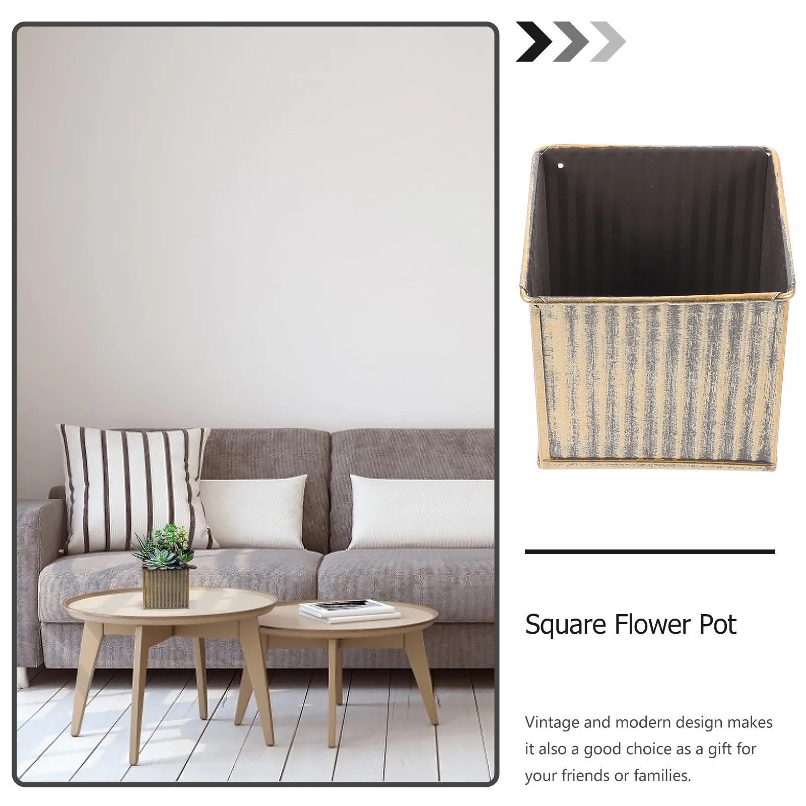 

Retro Metal Flower Pot Vintage Square Planter Pot for Succulent Plant Home Decoration Modern Decorative Planter