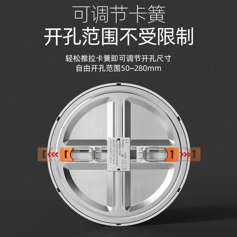 超薄型ラウンドおよびスクエアLEDダウンライト、埋め込み式ランプ、調整可能な天井スポットライト、屋内バスルームランプ、6w、8w、15w、20w、220v