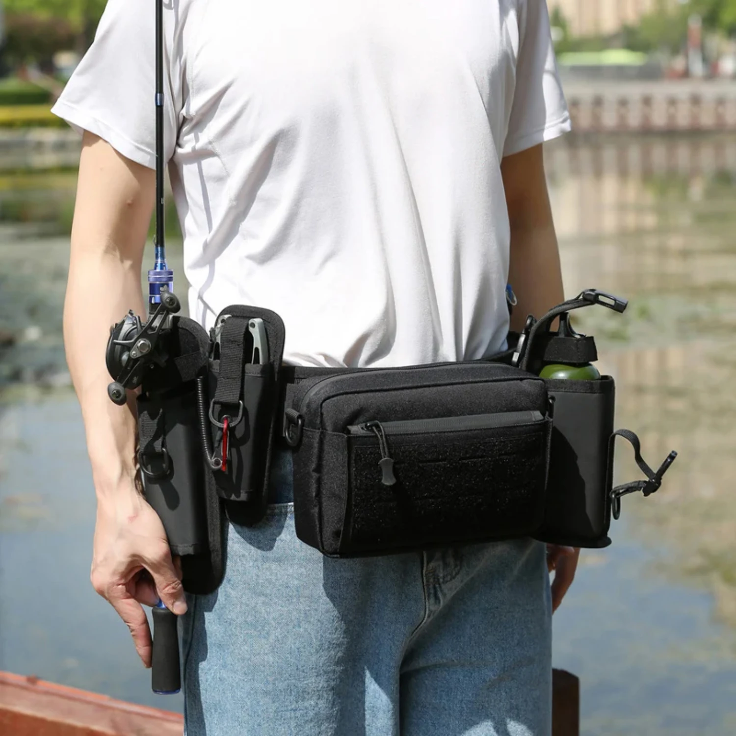 

Fishing Pole Rod Waist Outdoor Multifunctional Tactical Belt Men Shoulder Bags Fanny Pack Gear Utility Camping