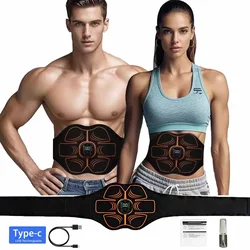 Smart Abs Trainer Abdominal Toning Belt Muscle Toner Electric USB Recharge Body Waist Belly Massager Home Gym Fitness Equiment