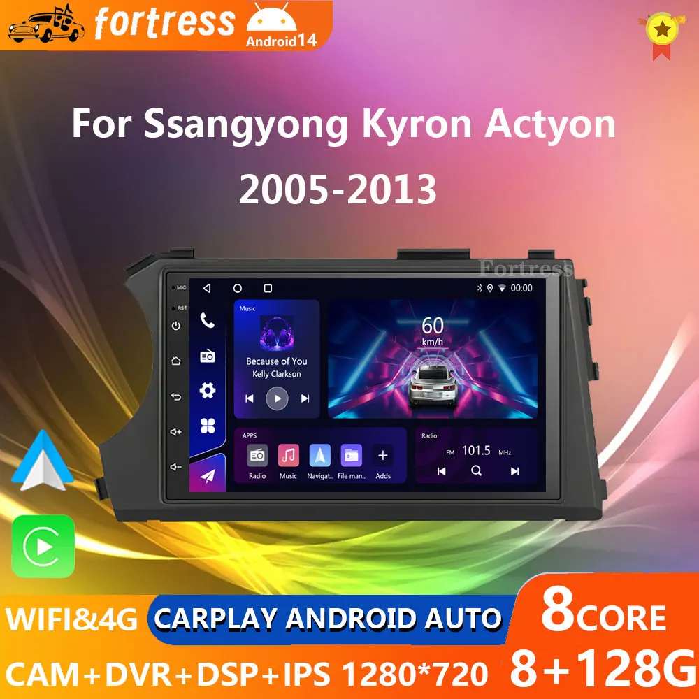 

Car Radio Android 12 Carplay GPS 4G For Ssangyong Kyron Actyon 2005 2006 2007 2008 2009 2010-2013 Bluetooth Multimedia Player