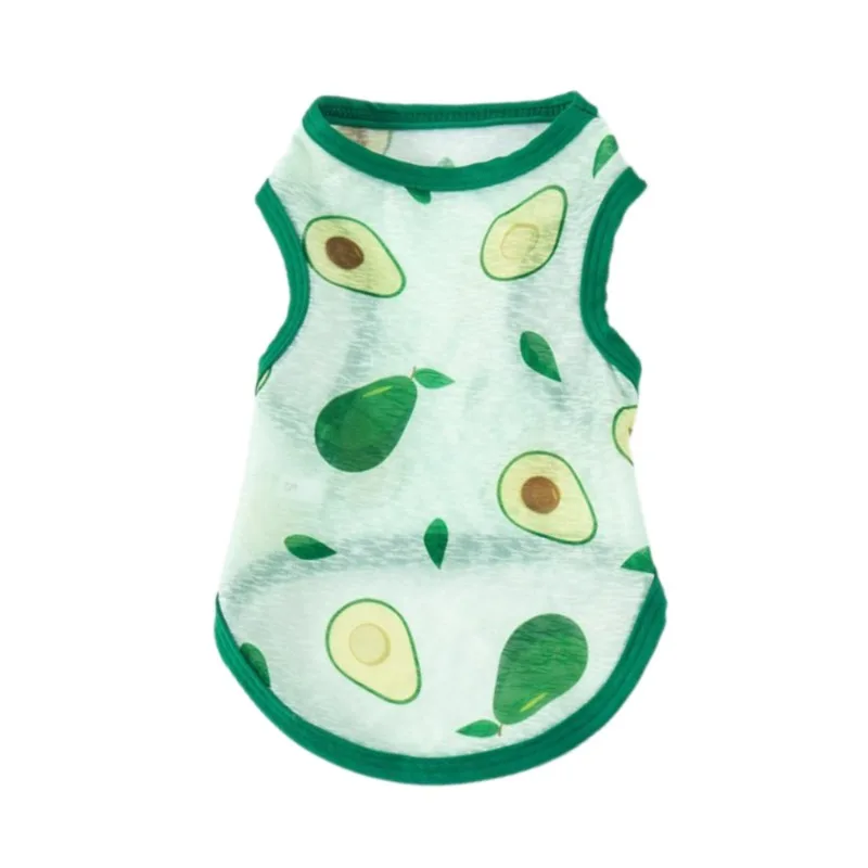 Pet Summer Cooling Vest Avocado Print Breathable Sleeveless T‑Shirt for Small Medium Dogs Cats Outdoor Pet Clothes
