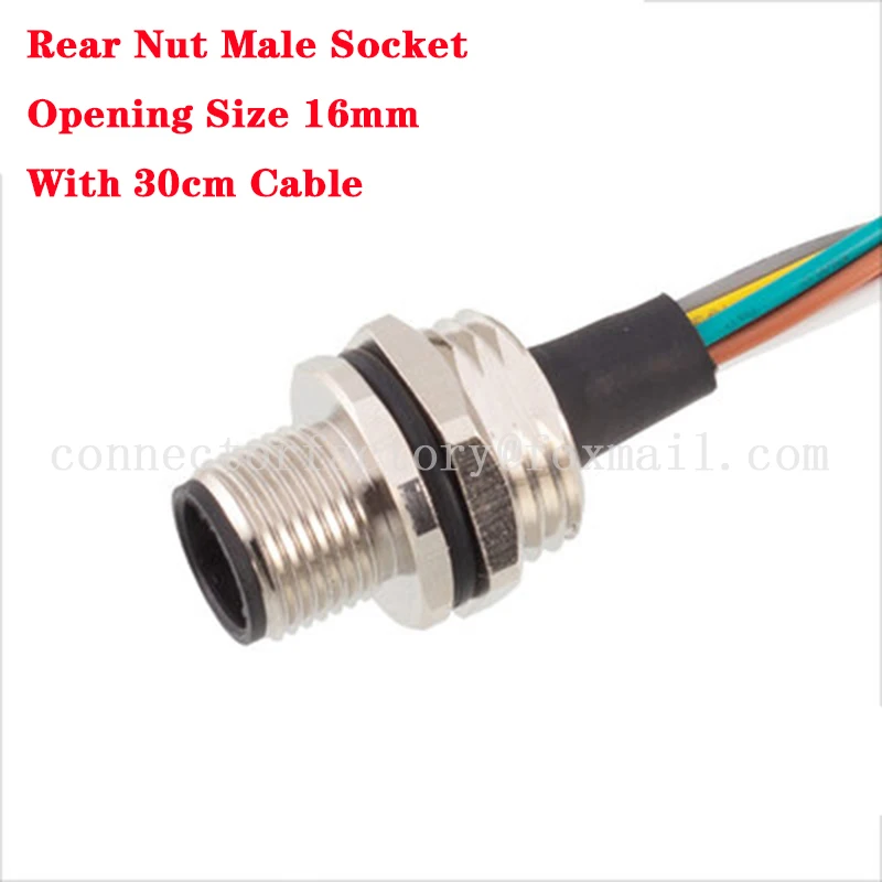 M12 2P 3P 4P 5P 6P 8P 12P Waterproof IP67 Aviation Male Female Socket With Cable Threaded Connector For Data And Telecom Systems