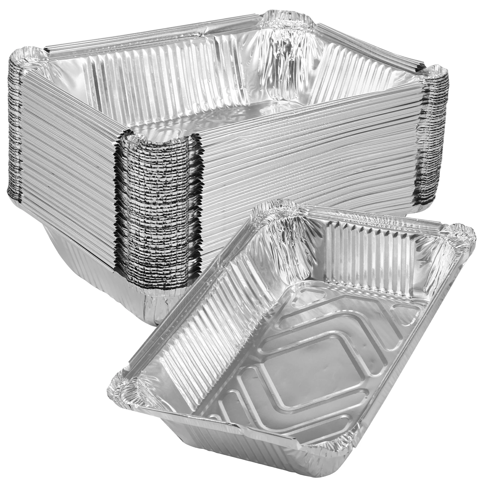 Plateaux en papier d'aluminium, 50 pièces, plateaux en aluminium, poêles de cuisson réutilisables, récipient alimentaire jetable, plateaux antiadhésifs pour barbecue pour la cuisson du barbecue