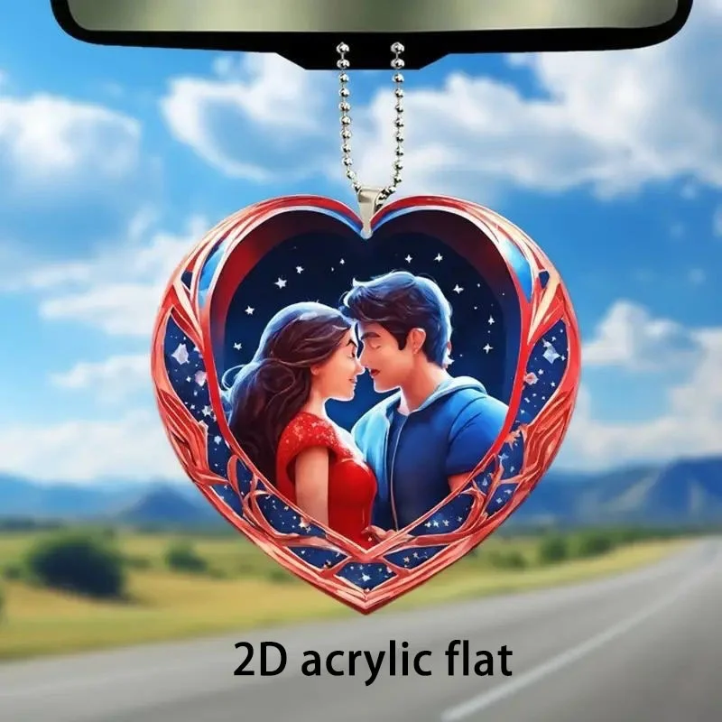 

Romantic Couple Starry Heart Ornament – Acrylic Pendant for Festival Parties, Car Mirror, Keychain & Love Gift Decoration