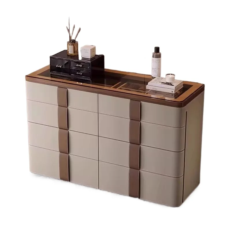 

Italian minimalist bedroom chest, saddle leather jewelry, jewelry storage, cloakroom, high-end mid-island locker