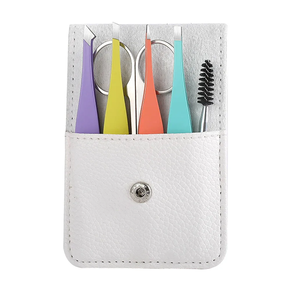 

1Set Colorful Eyebrow Tweezers Portable Storage Bag Included Convenient Easy Use Precise Eyebrow Trimming Scissors Kit