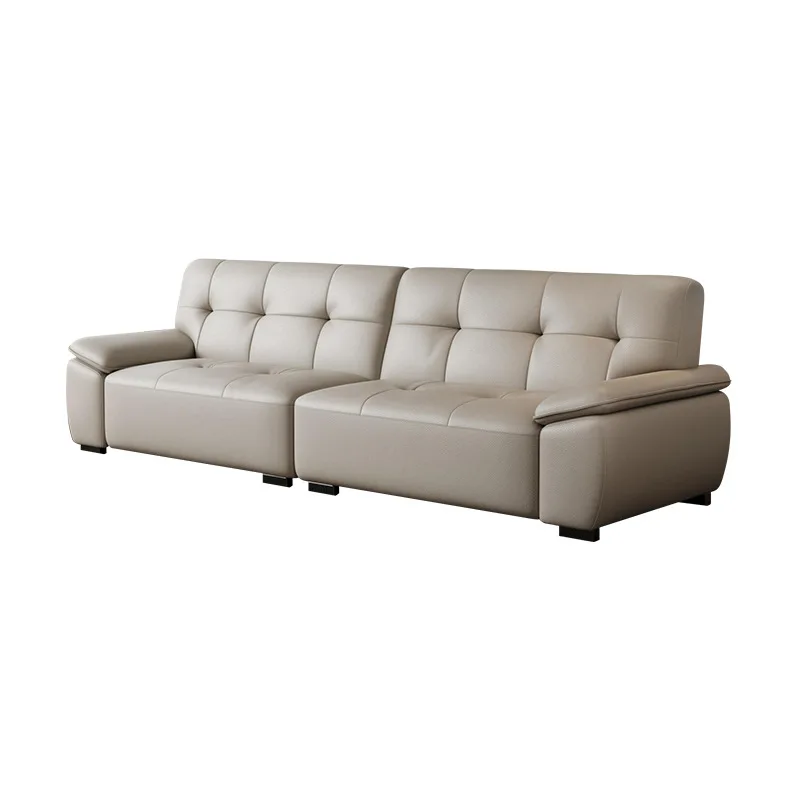

Leather, sofa, living room modern and simple, small apartment, straight row double triple, leather sofa