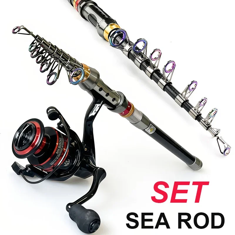 1,8-3,6m Kohlefaser-Angelrute und Rollen-Set, Superharte Teleskop-Angelrute mit Spinnrolle, Max. Widerstand 3-8kg Pesca – Detail 1