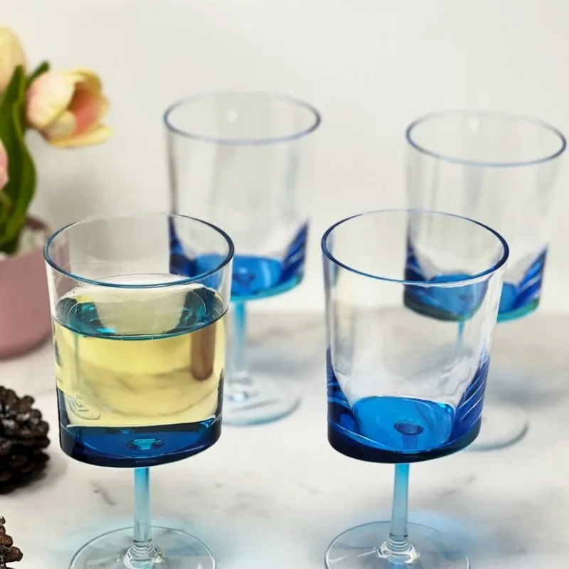 

12oz 4Pcs Oval Halo Unbreakable Acrylic Plastic Wine Glasses Red White Wine Cups Reusable Wedding Party Home Bar