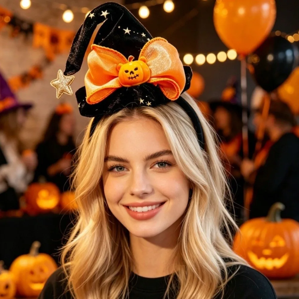 Fabric Halloween Headband Halloween Theme Pumpkin Ghost Shape Pumpkin Headband Decorative Style Ghost Headband Costume Events