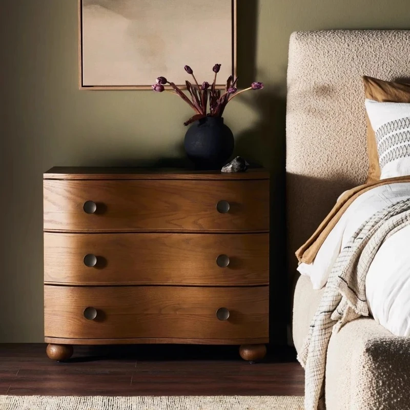 Solid wood bedside table High-end simple bedside table Light luxury bedroom furniture with drawers