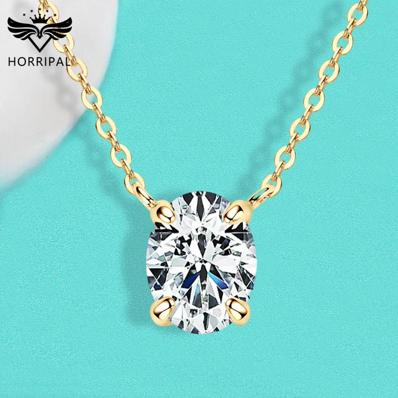 

2CT D VVS1 Oval Moissanite Pendant Necklace for Women 100% S925 Sterling Silver Adjustable Chain Wedding Necklace Luxury Jewelry