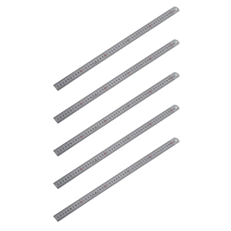 5X Double Side Scale Stainless Steel Straight Ruler Measuring Tool 50Cm