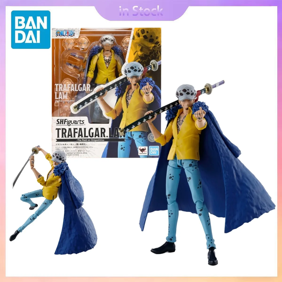 Original Bandai Genuine In Stock S.H.Figuarts Trafalgar D Water Law One Piece Anime Collection Action Figure Model Kits Gifts