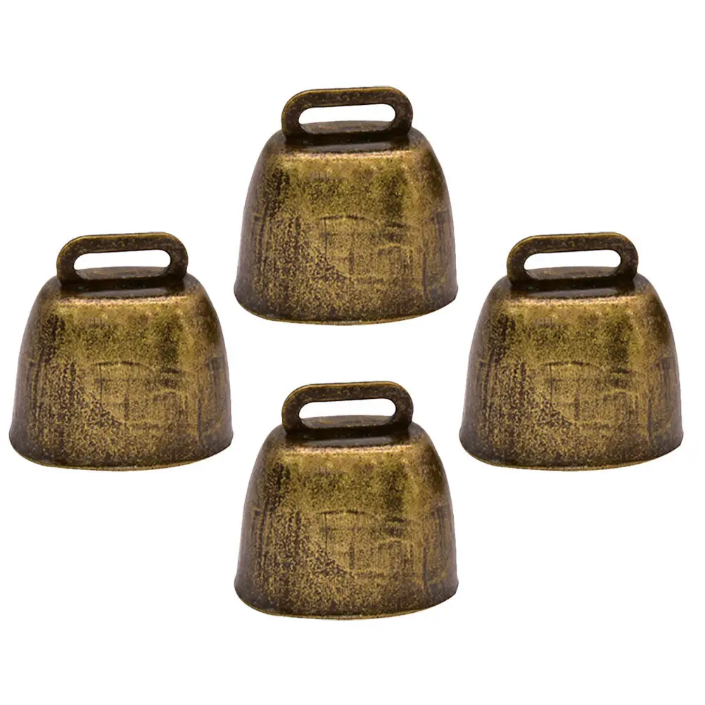 4Pcs Cow Bell Iron Heavy-Duty Noise Maker Anti-Theft Loud Bell for Sport Events Rustic Cattle Cow Bells Noise Makers