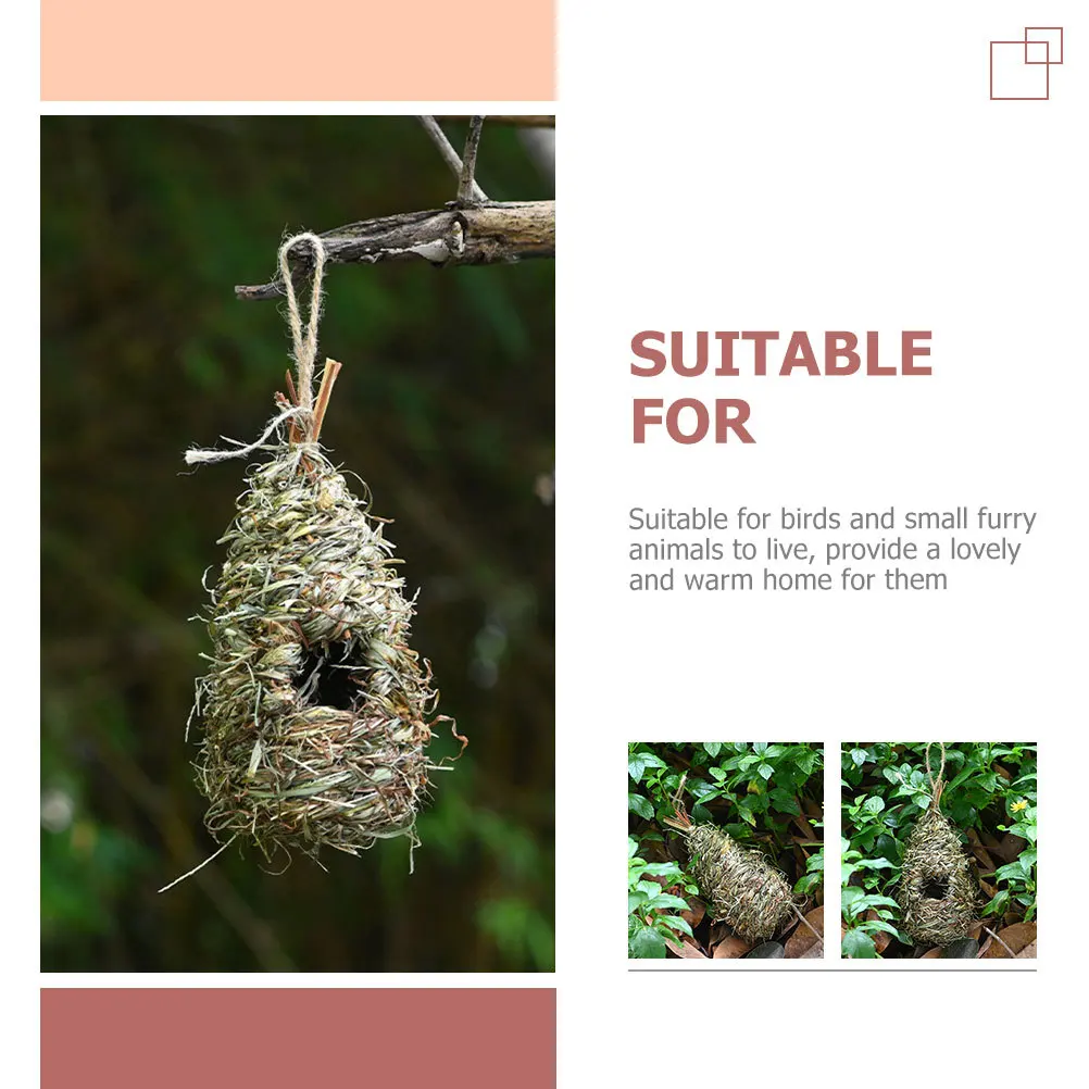

Woven Bird Straw Woven Bird Outside Garden Nest Hanging Straw Birdhouse Decor Durable Safe Birds Ornament