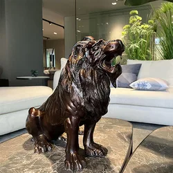 Nordic Home Decor Lion Statues Sculpture Luxury Living Room Office Large Floor Decoration Creative Aluminium Ornament Craft Gift