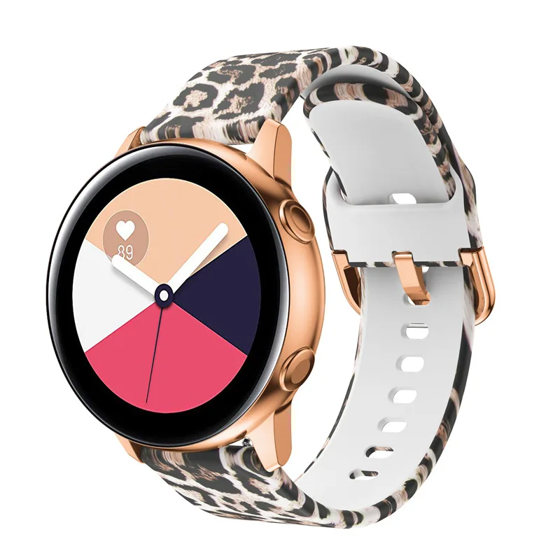 18 20 22mm Leopard Silicone Strap for Samsung Galaxy Watch 7/6/5/pro/4 Classic Active 2 Sport Band for Huawei Watch GT2-3-4 Pro