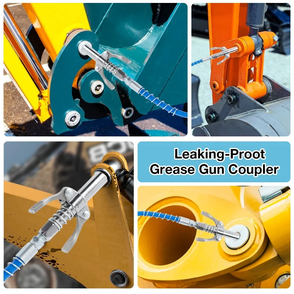 New 10000PSI Grease Gun Coupler Nozzle Hose Pump Syringe NPTI/8 Oil Pump Release Grease Nozzle Injector for Car Repair Tool
