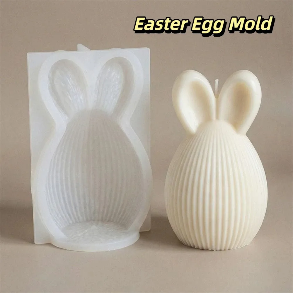 

DIY Craft Silicone Easter Egg Mold Non-stick Striped Pattern Candle Making Mold 3D Soft Easter Eggshell Mold Candle Making