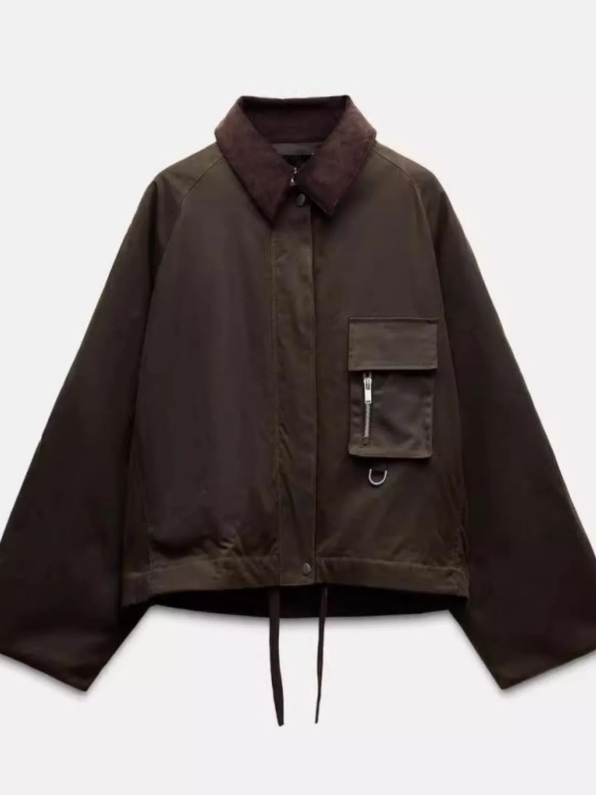 เสื้อโค้ทกำมะหยี่ทรงหลวมสำหรับผู้หญิง คอลเลคชั่นใหม่ ฤดูใบไม้ผลิ/ฤดูใบไม้ร่วง ปกคลาสสิก แขนยาว ความยาวปกติ ติดกระดุม