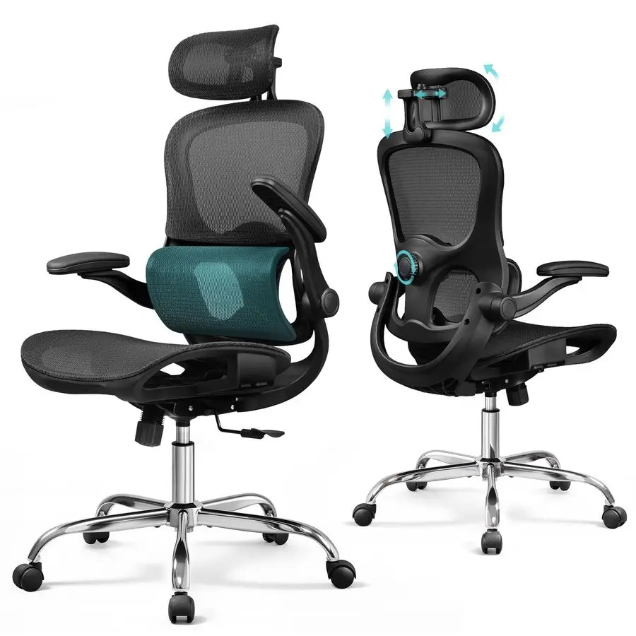 Ergonomic Office Chair with Breathable Mesh Dynamic Lumbar Support, Headrest Adjustable, 3D Armrests, 360 Swivel Mesh Office Ch