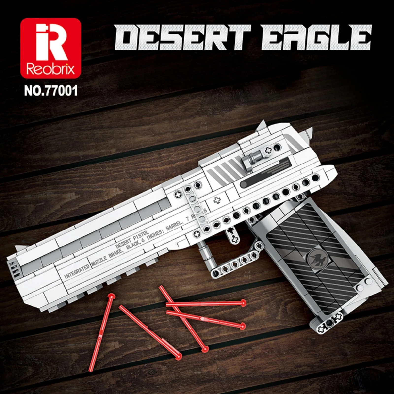 

408PCS Desert Eagle Military Building Block Gun Model Firing Pistol Small Particle Assembly Bricks Collectible Toys Kids Gifts