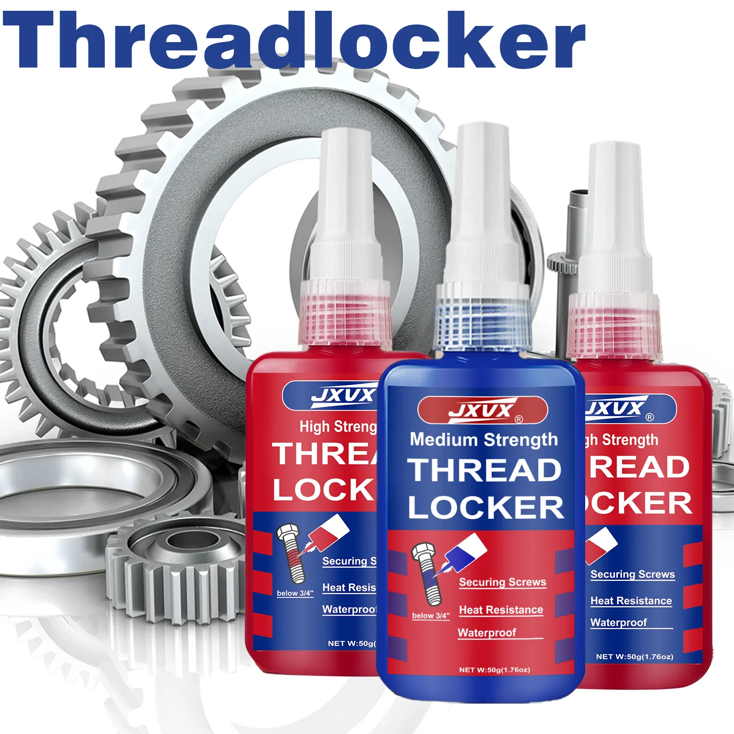Red and Blue Threadlocker, Blue Screw Glues Thread Locking Agents Anaerobic Automotive Grade Glue Anti-Loose Fixing Sealant, Suitable for All Metal Assemblies, Anti-Loosening.