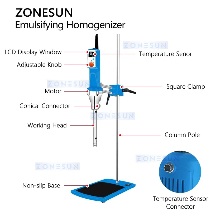 ZONESUN ZS-J25D Cream Lotion Milk Lab Mixing Emulsifying Machine Packaging Machine