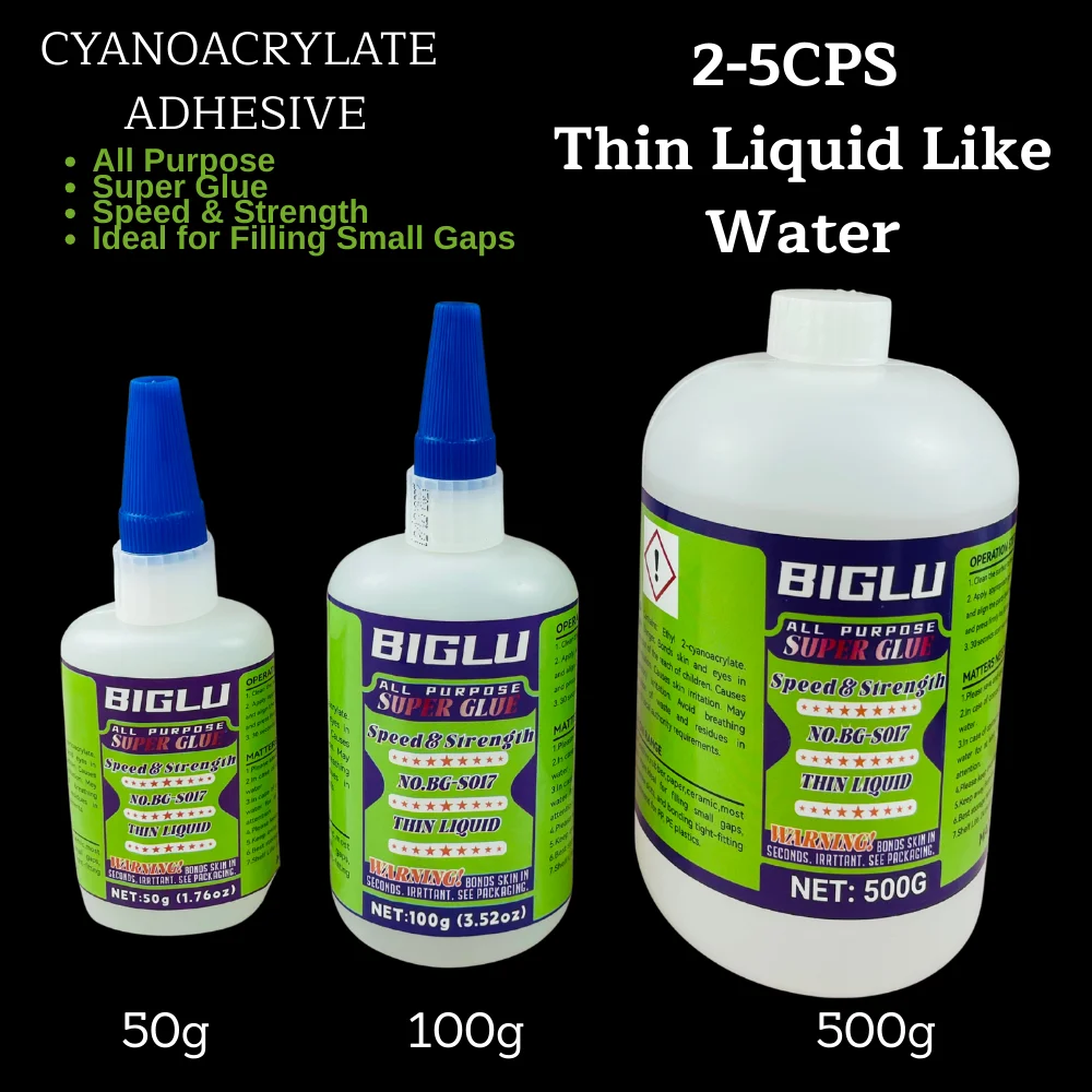 

Premium Cyanoacrylate Super Glue Thin Liquid Adhesive for Stone CA Finish Woodworking Projects Hobby Models Inlay Work