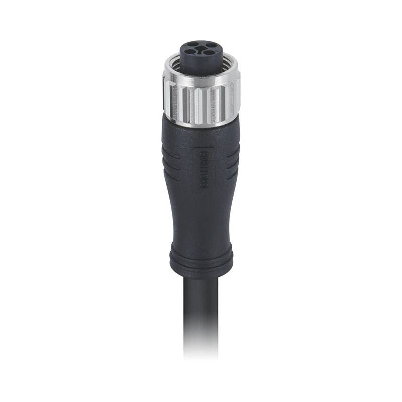 China Supplier OEM M12 T Code Male Angled Connector 4 Pin Molded 12A Power Cable  1 2 3 5 10 15 m Waterproof Connector