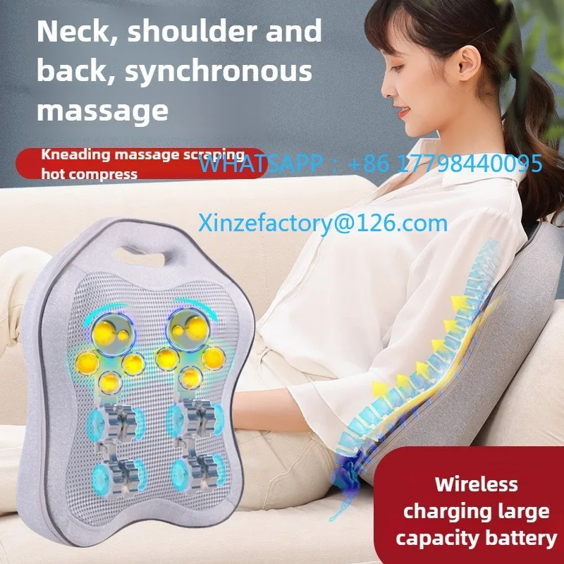 

Настраиваемый массаж спины с электрическим подогревом, разминающий домашний массаж шеи и талии с открытой спиной, поясничная портативная подушка для всего тела с