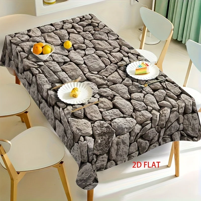 One stone-patterned wall-printed tablecloth, an elegant dining table coffee table, made of polyester material