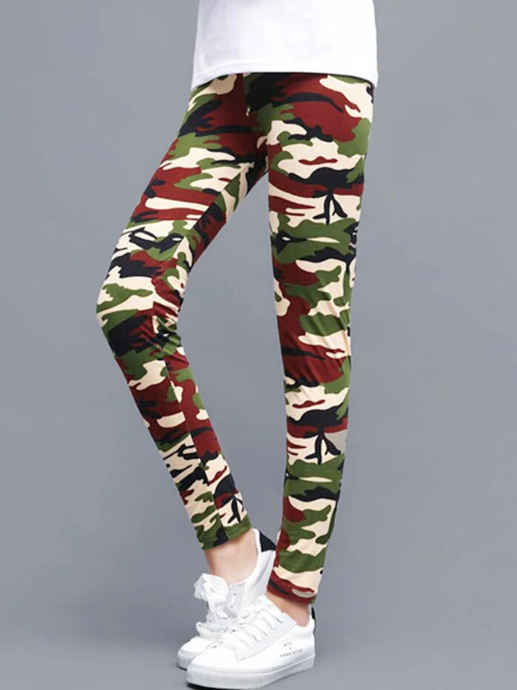 Wanita Fashion Kamuflase Legging Seksi Cetak Femme Push Up Celana Kasual Camo Olahraga Latihan Kebugaran Ukuran Legging