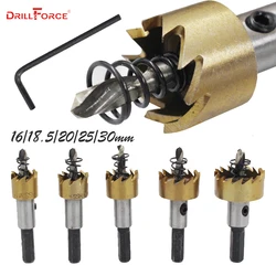 Drillforce 5Pcs Hss Gatenzaag Boren Roestvrij Staal Legering Metalen Frezen Boor Set 16/18.5/20/25/30Mm + 5 Sleutels