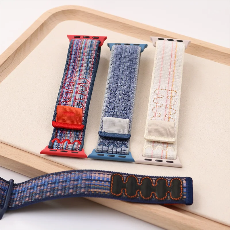 Apple Watch Ultra 2 49mm 45mm 44mm対応 スポーツバンド 編み込みブレスレット ナイロンループ 46mm 41mm 42mm ストラップ iWatch S10 9 8 7 6 5 4 3 se 2用