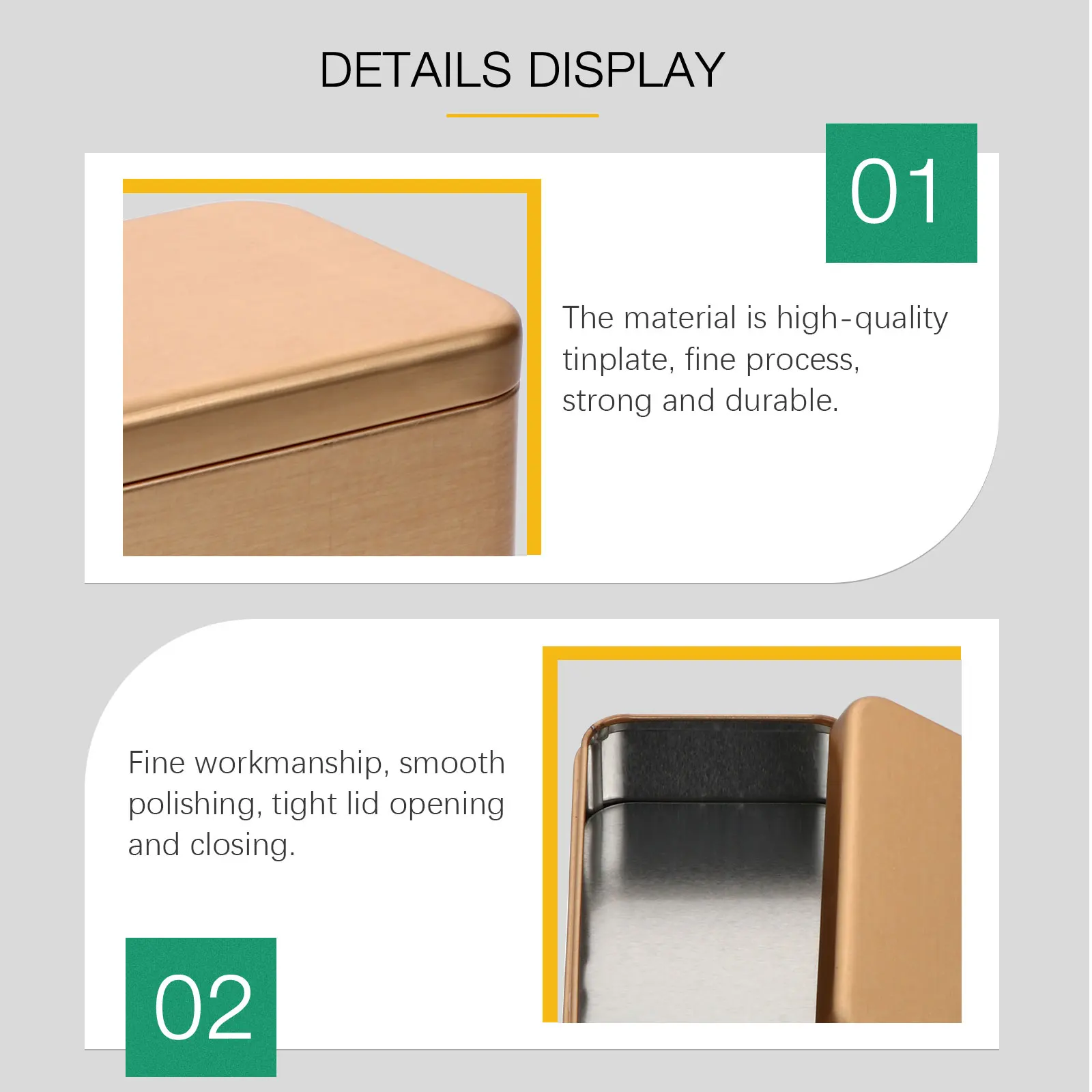 

4Pcs Gift Packaging Boxes High-Quality Tinplate Durable Storage Party Favor Ring Box Empty Reusable Sealed Dustproof