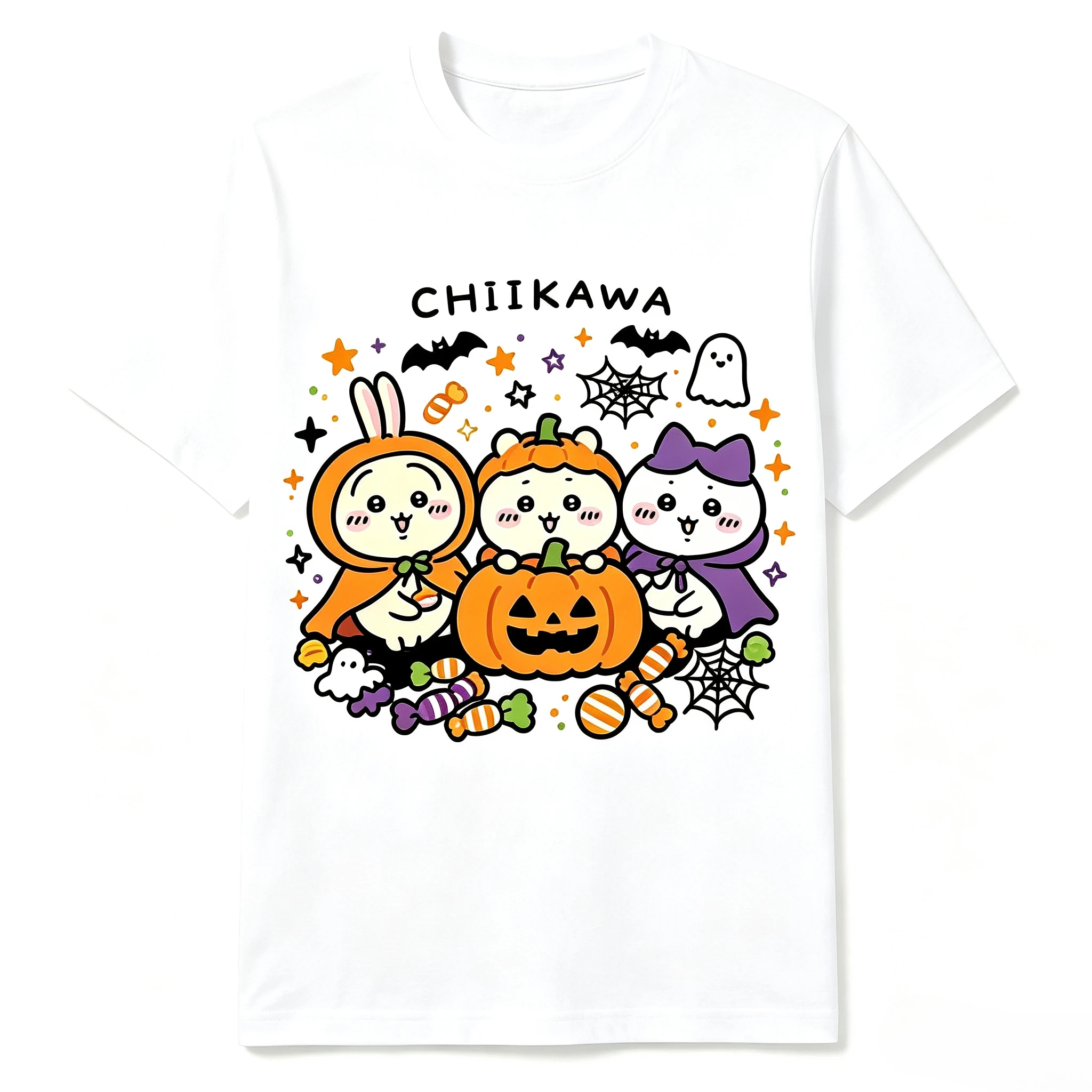 Chiikawa Halloween Kürbis-Hexe Grafik T-Shirt Kurzarm Freizeit-Oberteil für die gruselige Jahreszeit Anime-Fan Feiertagsparty Alltagskleidung – Detail 6