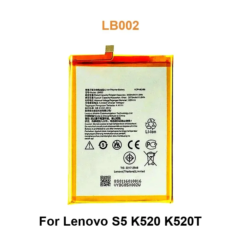 

Аккумулятор мобильного телефона для Lenovo S5 K520 K520T LB002, 3000 мАч, реальная емкость