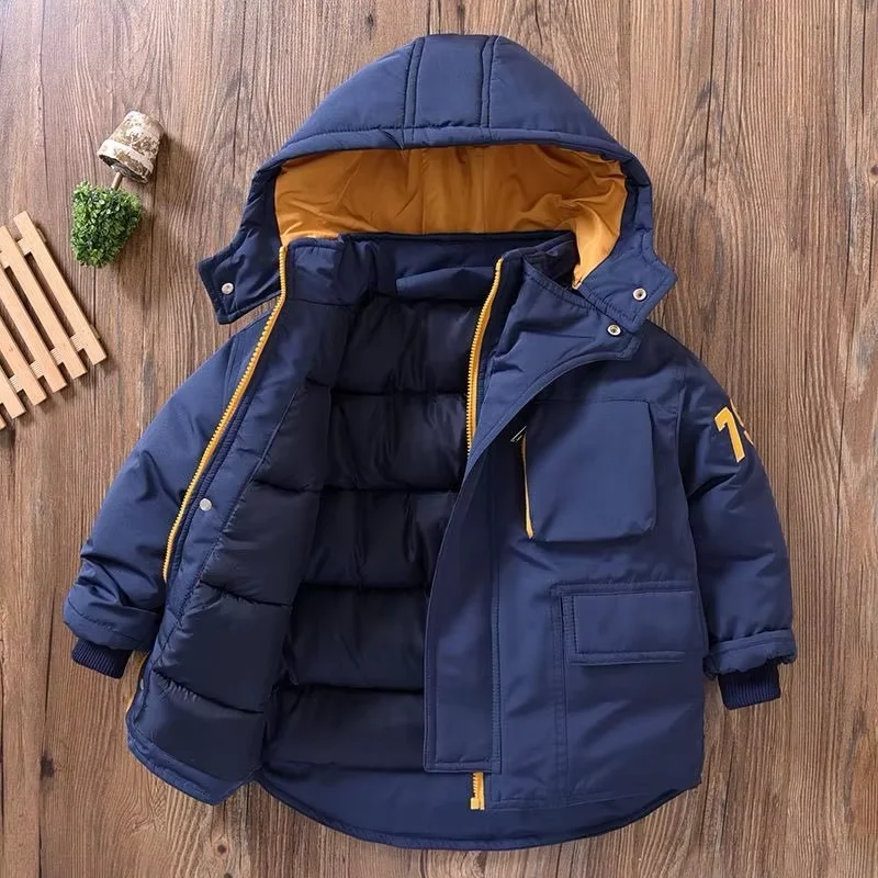 Jungen Winter-Daunenjacke 2026 Neue Dicke Warme Kapuzenjacke Kinder Modische Oberbekleidung 5 7 9 11 13 15 Jahre