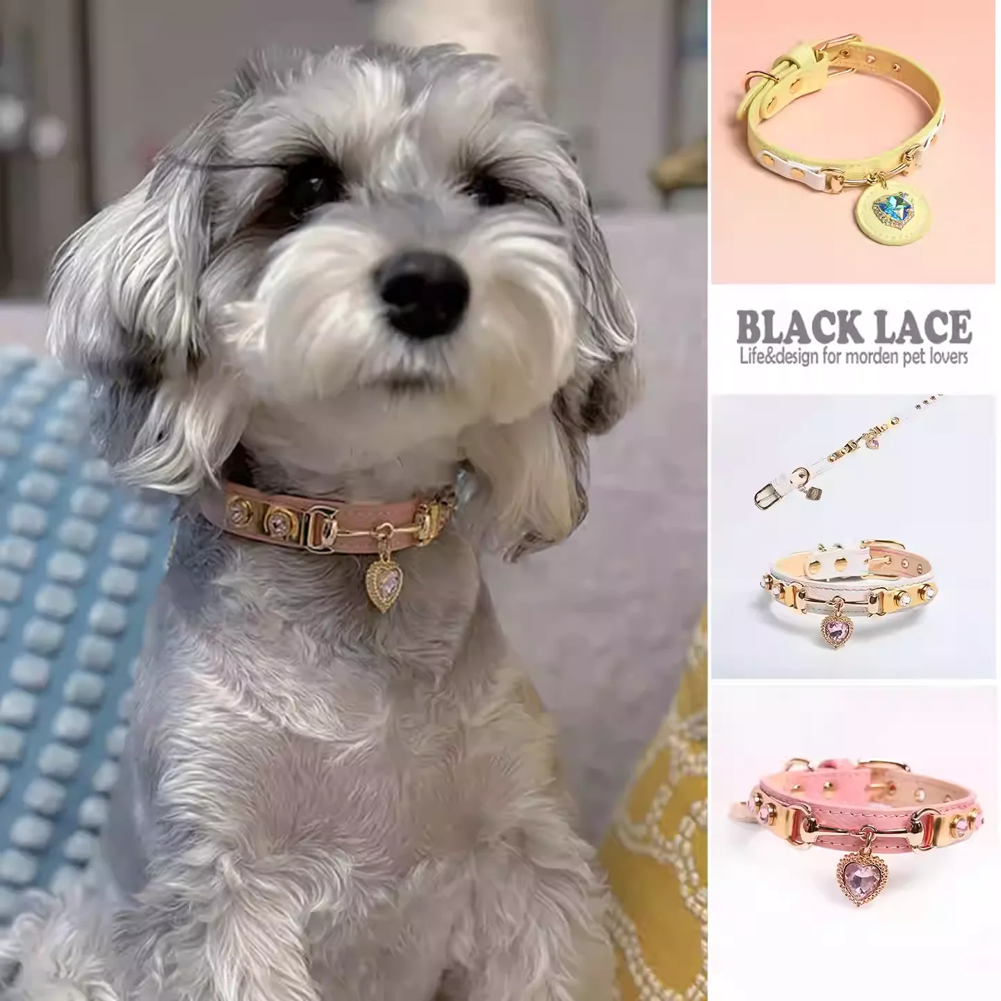 

Большой блестящий каменный ошейник для собак, кошек, застежка-подкова, сердце, кулон со стразами, натуральная кожа, высокое качество, ручная работа, продукт для домашних животных