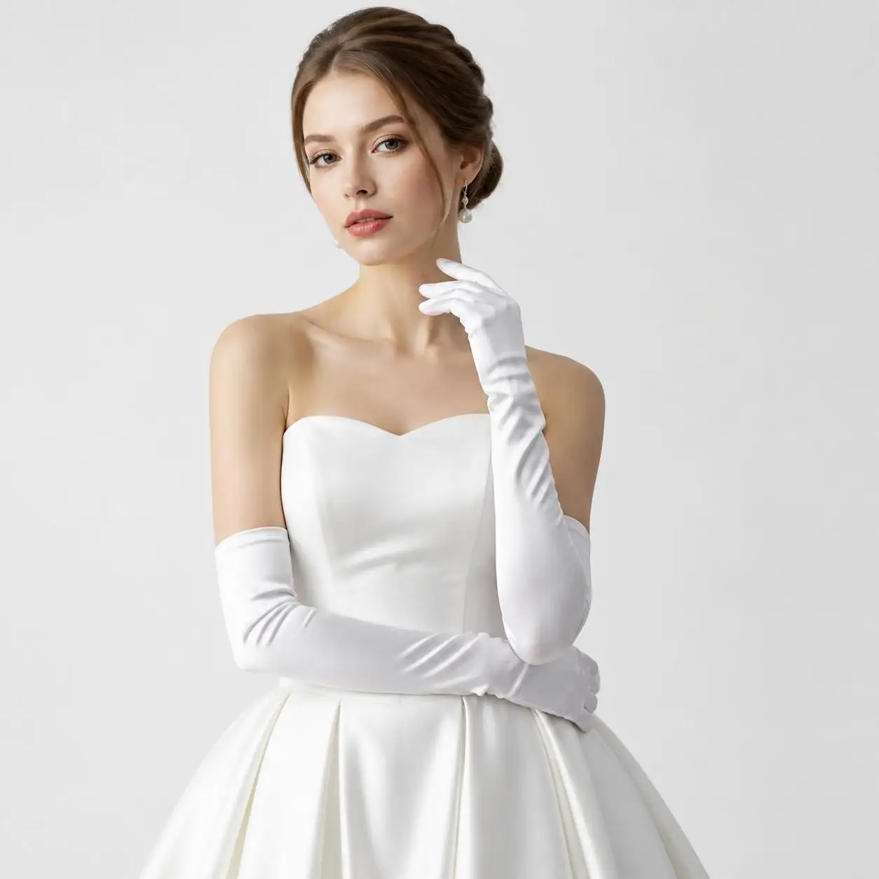 Retro Temperament Extended Satin Gloves for Women 1920s Stage Performance Etiquette Mittens Bridal Dress Gloves