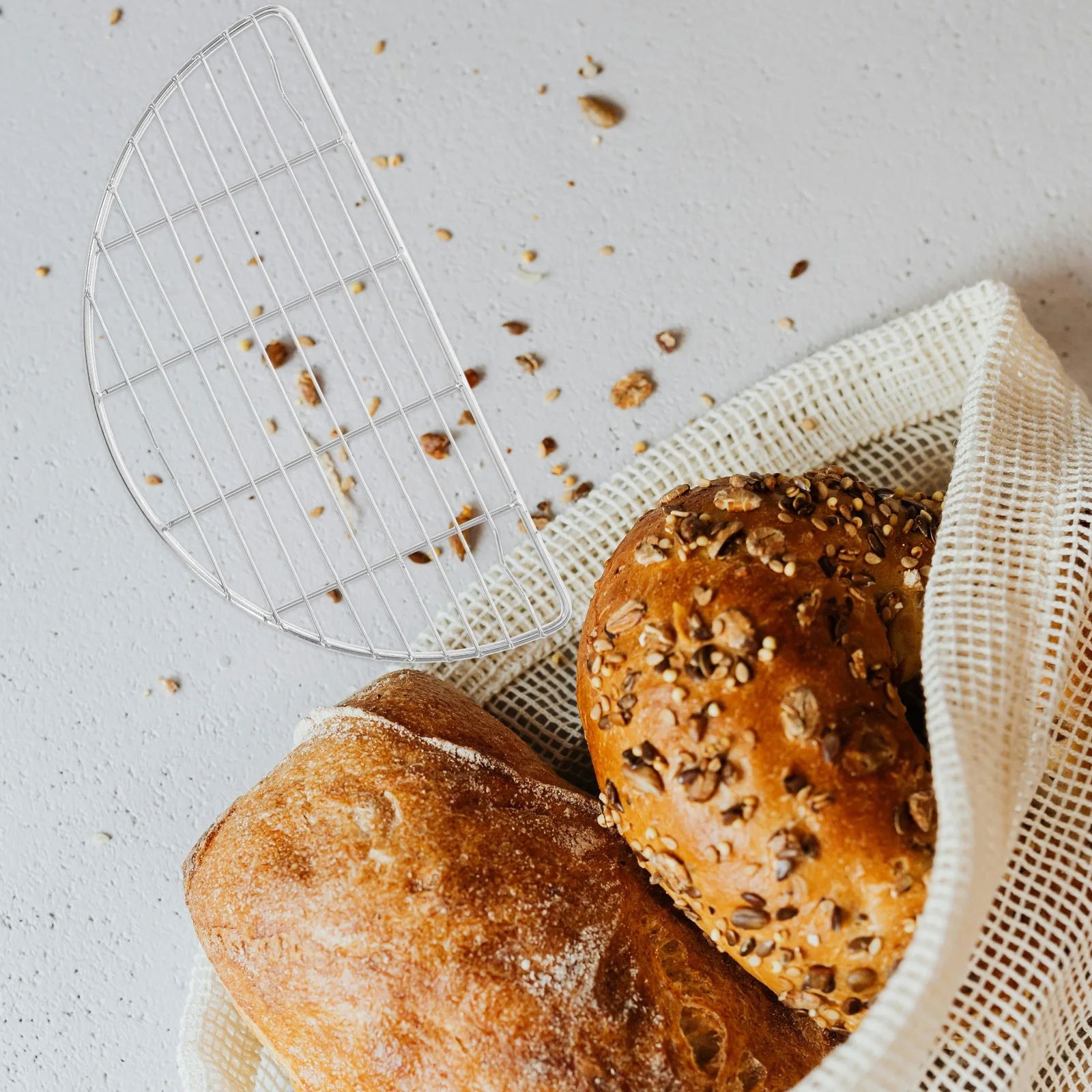 

2pcs Stainless Steel Cooling Racks For Baking Oven Wire Cookie Roasting Grilling Tools Foldable Half Round Nonstick Cooking Rack