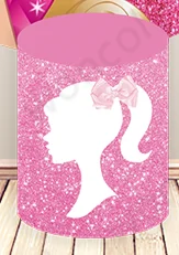 Barbie Pink Round Cover Girls Birthday Baby Shower Banner Princess Theme Round Backdrop Cylinder Cover Party Photo Studio Props