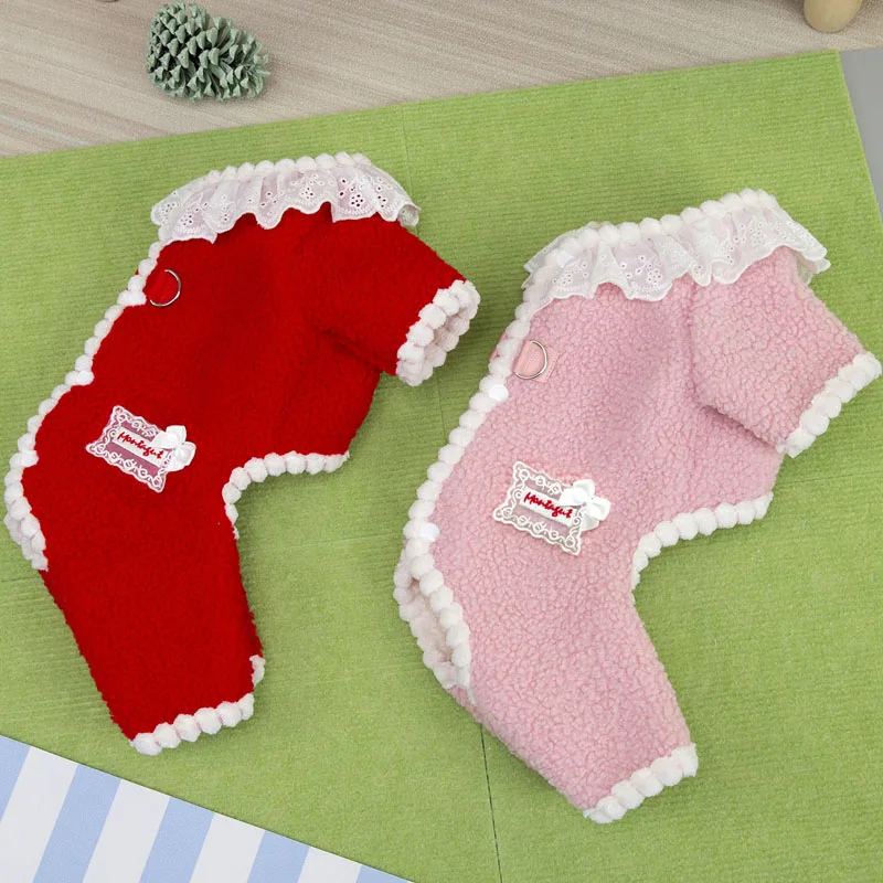 

Sweet Pet Dog Clothes Fleece Pajamas Romper Winter Jumpsuit For Small Dogs Shih Tzu Dachshund Puppy All-In-One Bodysuit Overalls