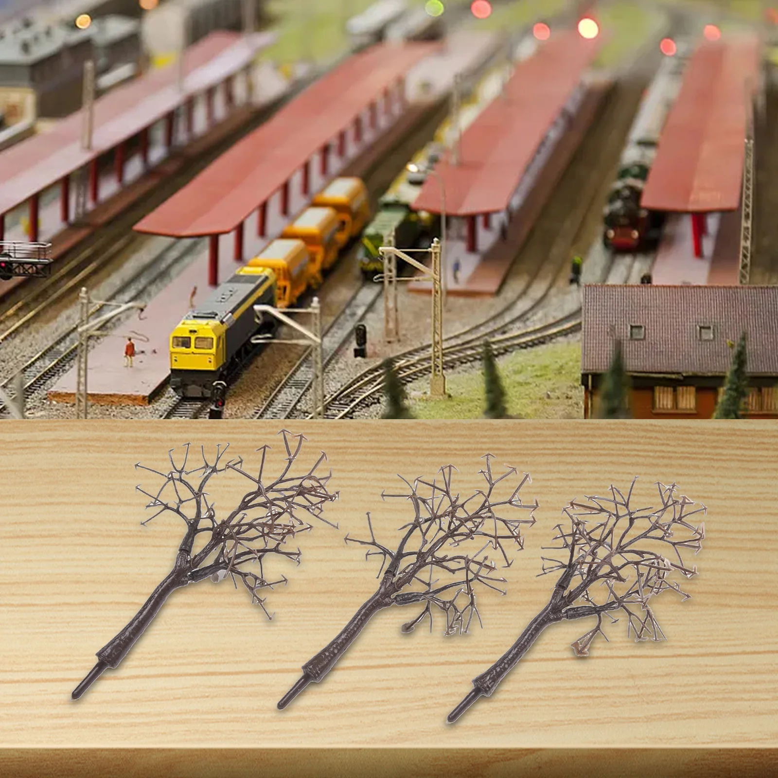 Modelo de paisaje de tronco de árbol desnudo para modelo de vía de tren y construcción, planta de simulación de utilería de fotografía de 12cm 1:75